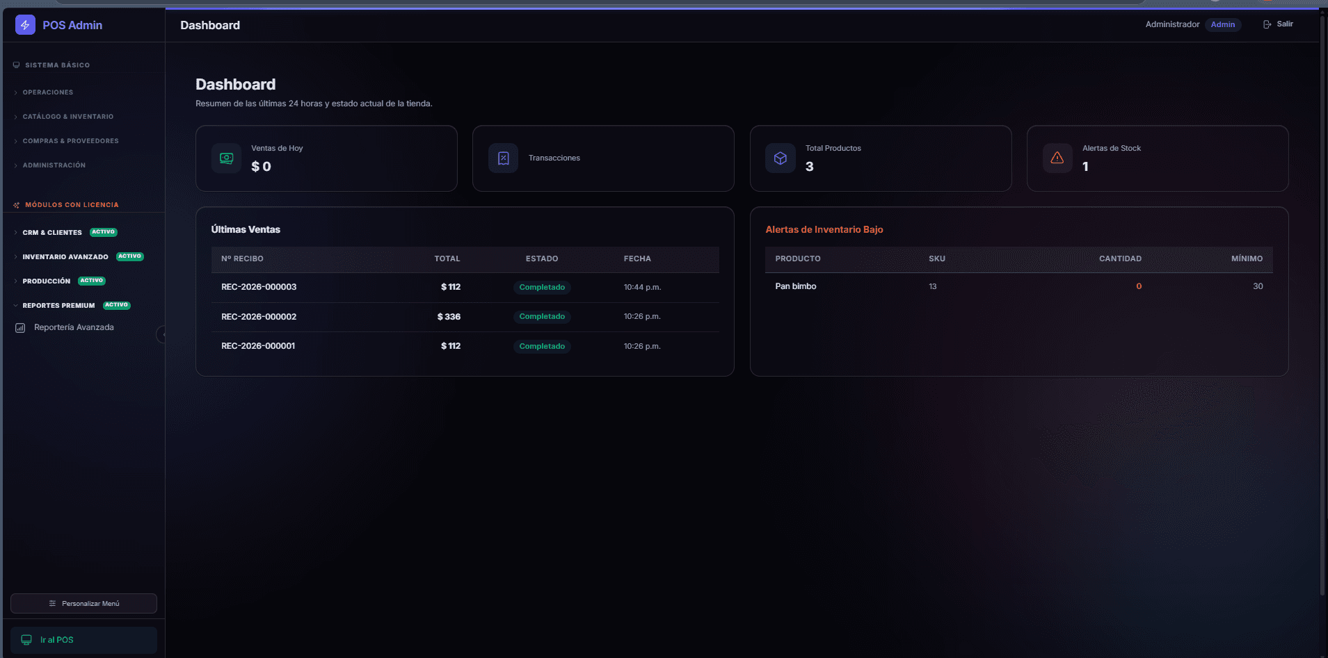 Nexo POS Dashboard